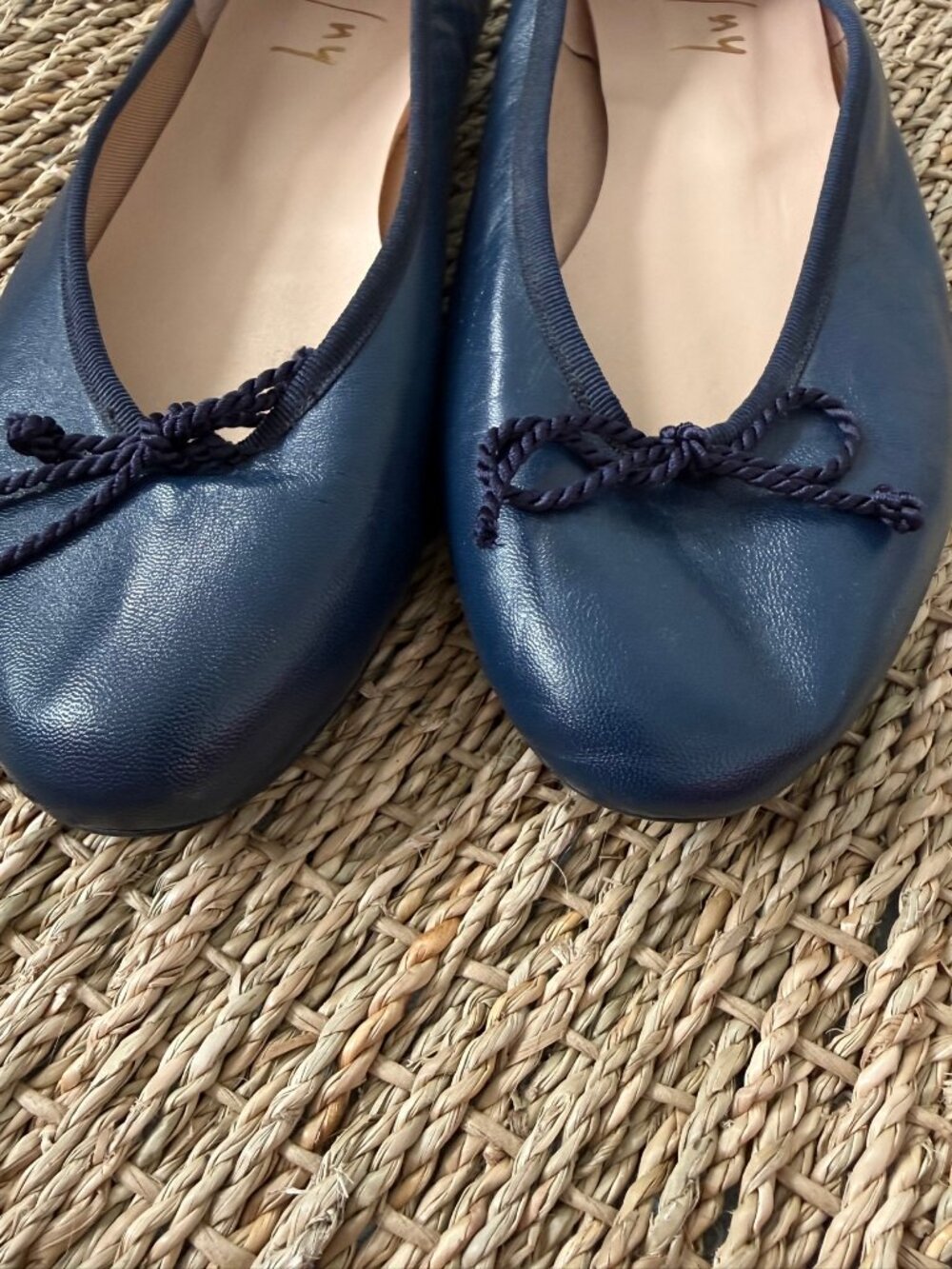French Sole (fs/ny) Navy Leather Ballet Flats — 9.5 B